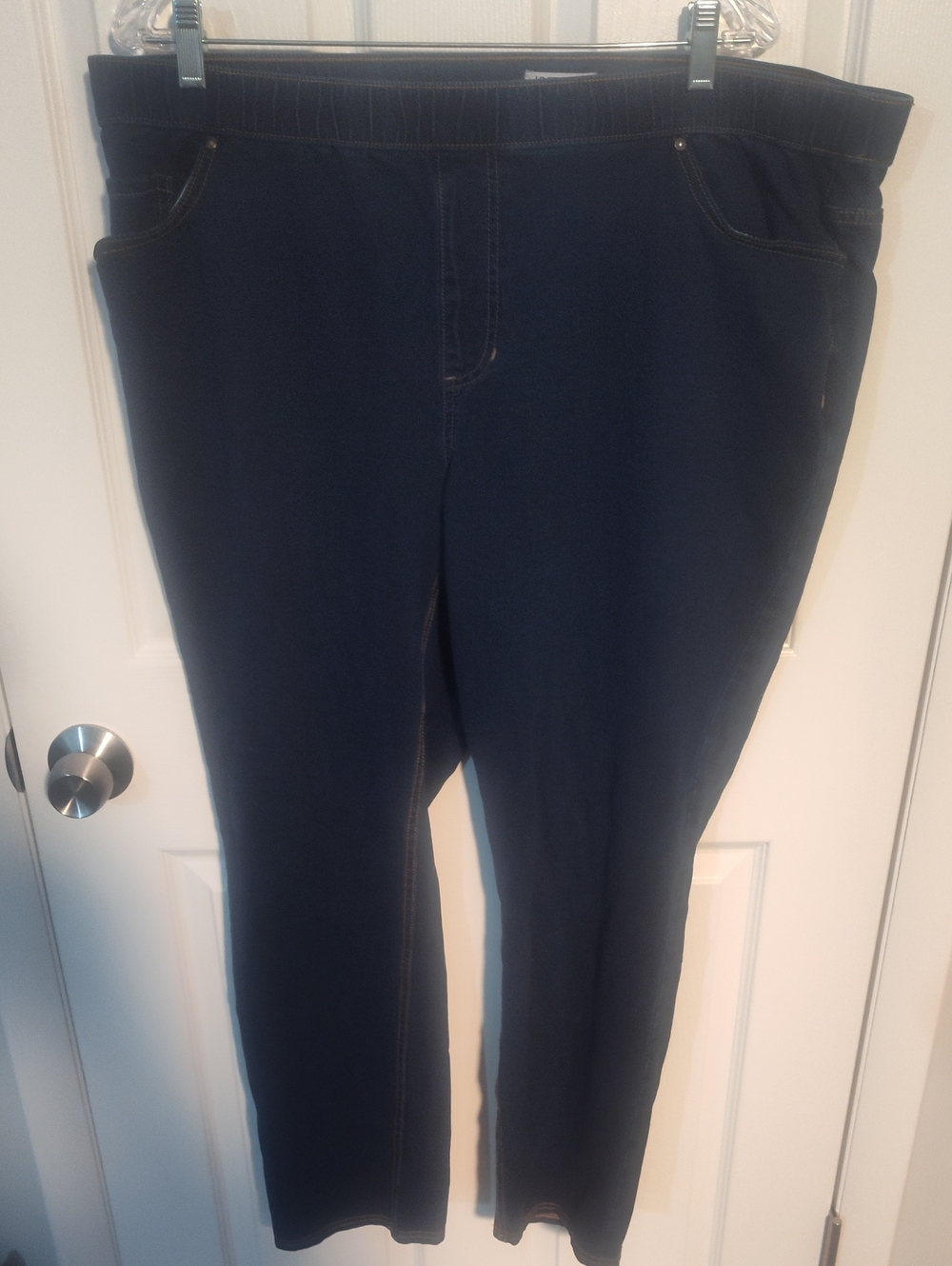 Catherines Dark Navy Pull-On Jeggings with Faux Front Seams
